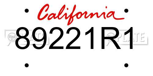 89221R1 California License Plate