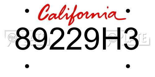 89229H3 California License Plate