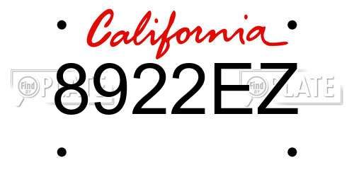 8922EZ California License Plate