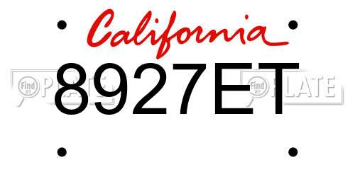 8927ET California License Plate