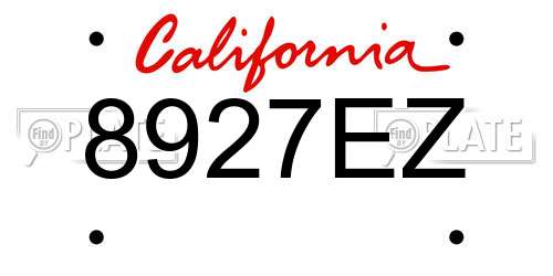 8927EZ California License Plate