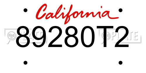 89280T2 California License Plate