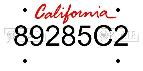 89285C2 California License Plate