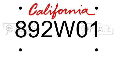 892W01 California License Plate