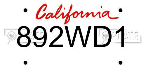 892WD1 California License Plate