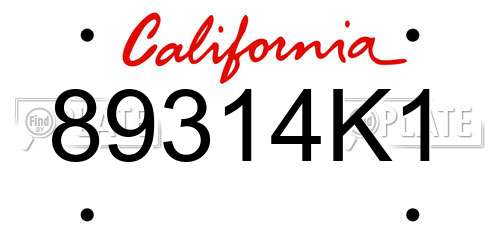 89314K1 California License Plate