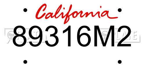 89316M2 California License Plate