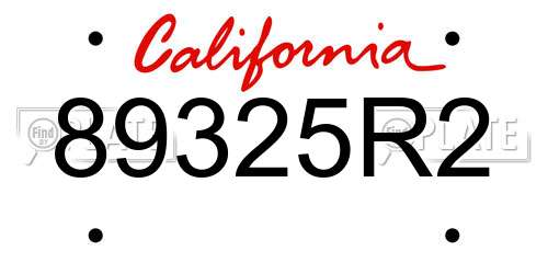 89325R2 California License Plate