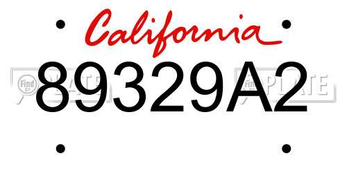 89329A2 California License Plate