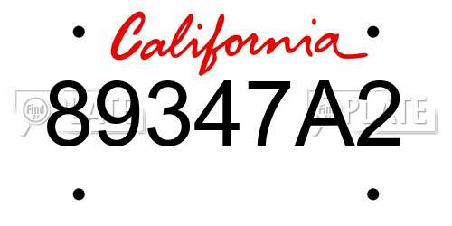 89347A2 California License Plate