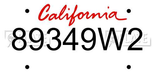89349W2 California License Plate
