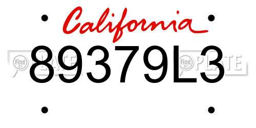 89379L3 California License Plate