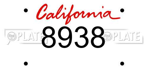 8938 California License Plate