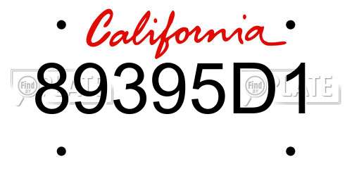 89395D1 California License Plate
