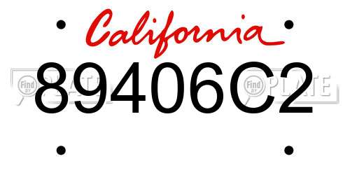 89406C2 California License Plate