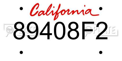 89408F2 California License Plate
