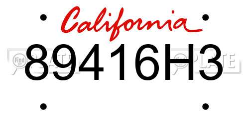 89416H3 California License Plate