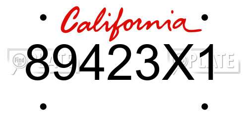 89423X1 California License Plate