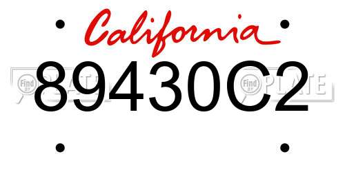 89430C2 California License Plate