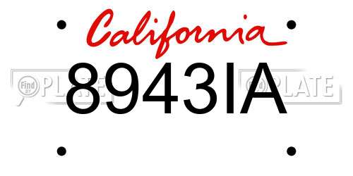 8943IA California License Plate