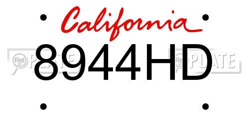 8944HD California License Plate