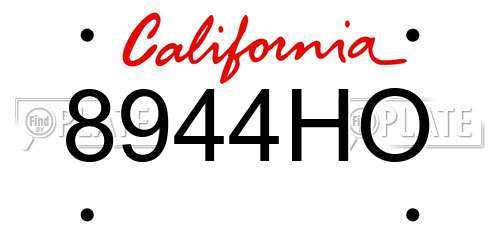 8944HO California License Plate