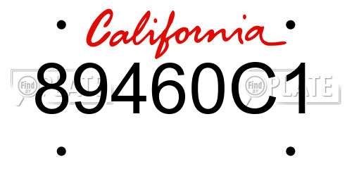 89460C1 California License Plate