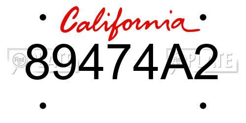 89474A2 California License Plate