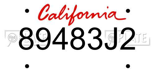 89483J2 California License Plate