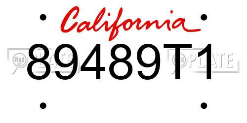 89489T1 California License Plate