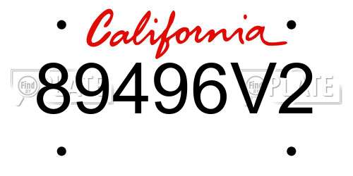 89496V2 California License Plate