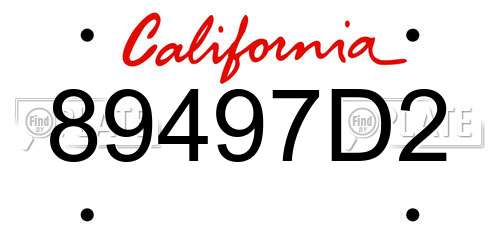 89497D2 California License Plate