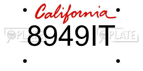 8949IT California License Plate