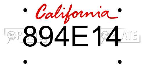 894E14 California License Plate