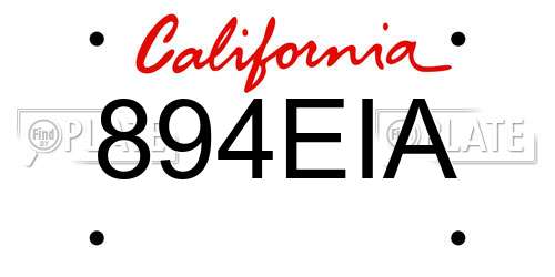894EIA California License Plate