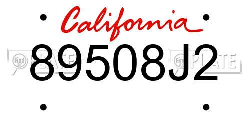 89508J2 California License Plate