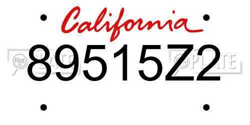 89515Z2 California License Plate