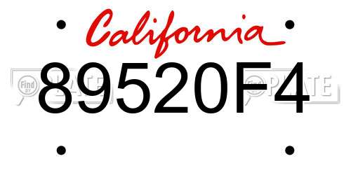 89520F4 California License Plate