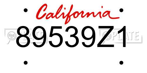 89539Z1 California License Plate