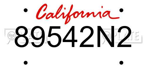 89542N2 California License Plate