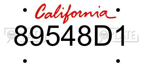 89548D1 California License Plate