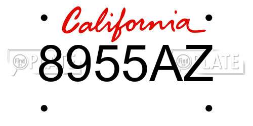 8955AZ California License Plate