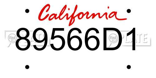 89566D1 California License Plate