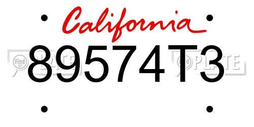 89574T3 California License Plate