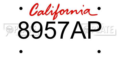 8957AP California License Plate