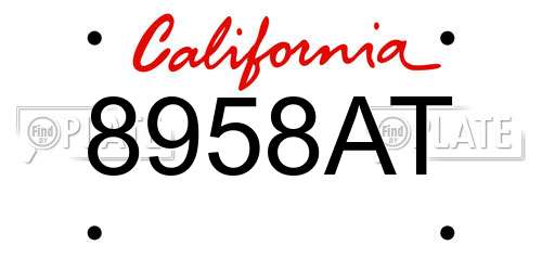 8958AT California License Plate