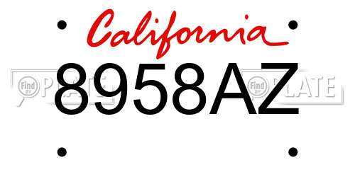 8958AZ California License Plate