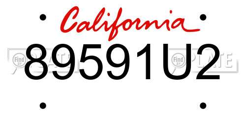 89591U2 California License Plate