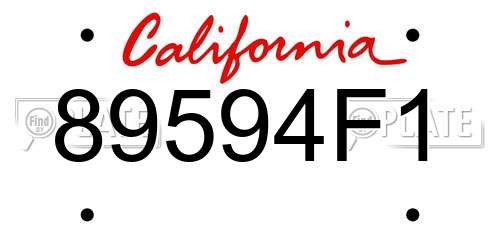 89594F1 California License Plate