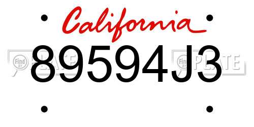 89594J3 California License Plate